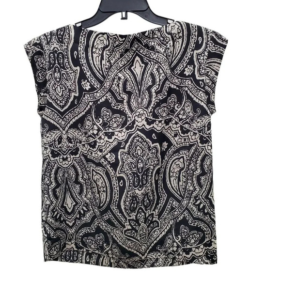 Talbots Petites Women's‎ Black White Paisley Moroccan Boatneck Sleeveless Top 4P - Picture 5 of 5
